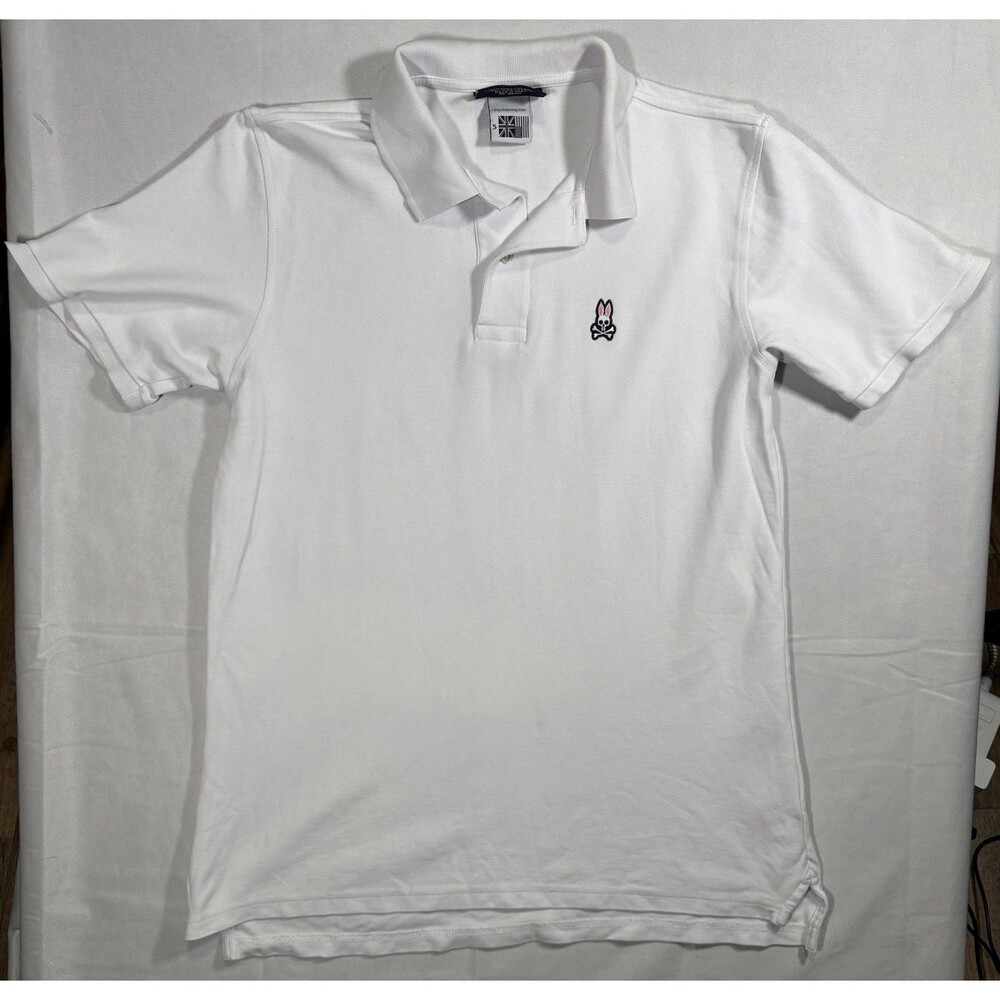 Psycho Bunny Classics White Polo Men’s 5 Medium Short Sleeve Pima